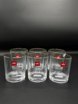 Gold Rim Glass Tumbler Set – 6 Piece Drinking Glasses (72-7)