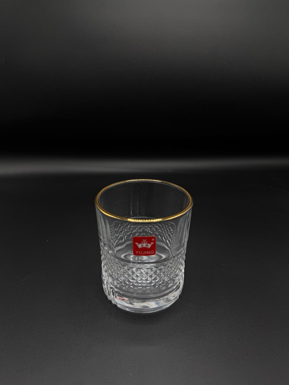 Diamond Cut Gold Rim Glass Tumbler Set – 6 Piece (72-4)