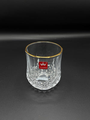 Round Diamond Cut Gold Rim Glass Tumbler Set – 6 Piece (72-1)