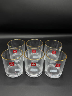 Gold Rim Glass Tumbler Set – 6 Piece Drinking Glasses (72-7)