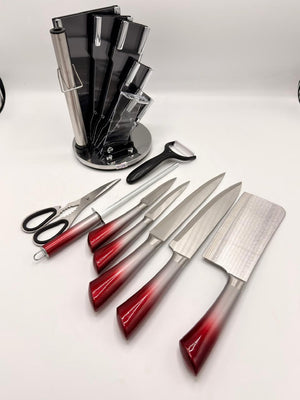 8-Piece Kitchen Knife Set with Rotating Stand
