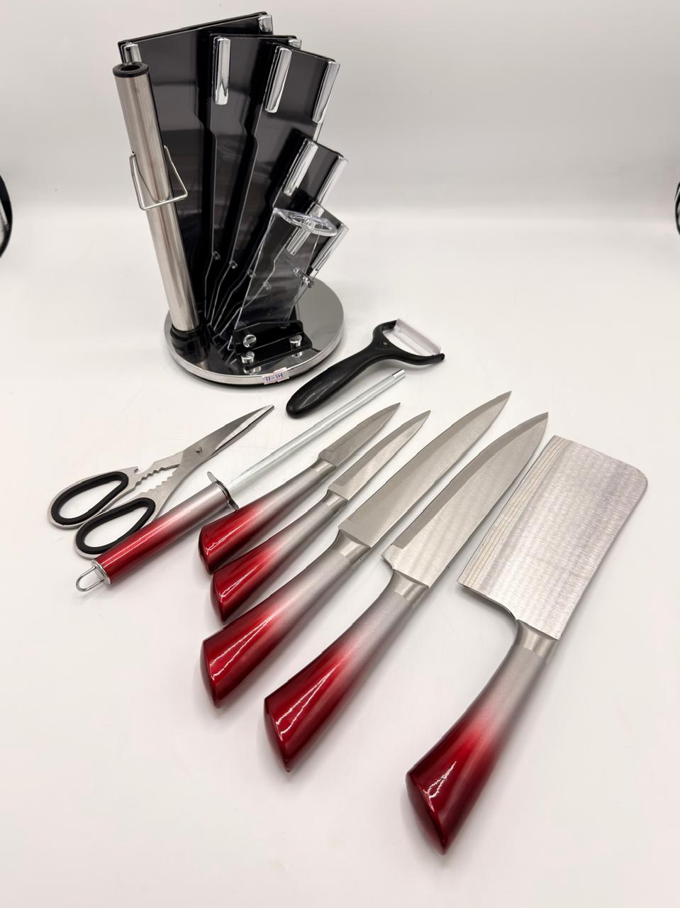 8-Piece Kitchen Knife Set with Rotating Stand