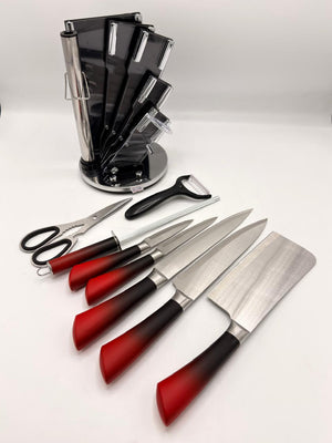 8-Piece Kitchen Knife Set with Rotating Stand
