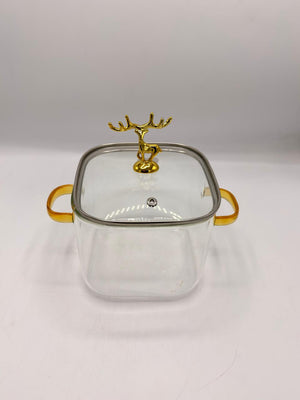 Golden Stag Glass Serving Pot