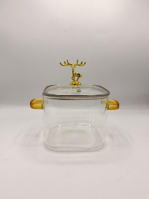 Golden Stag Glass Serving Pot