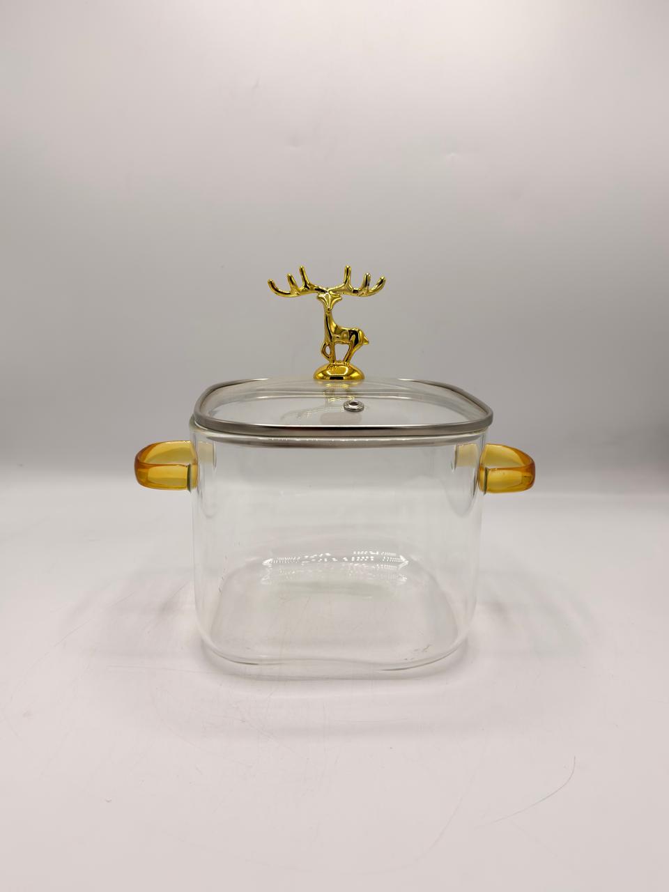 Golden Stag Glass Serving Pot