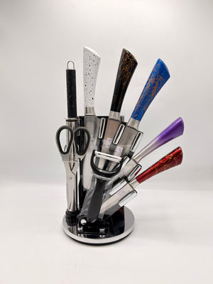 Resin Art Handle Kitchen Knife Set (8-Piece)