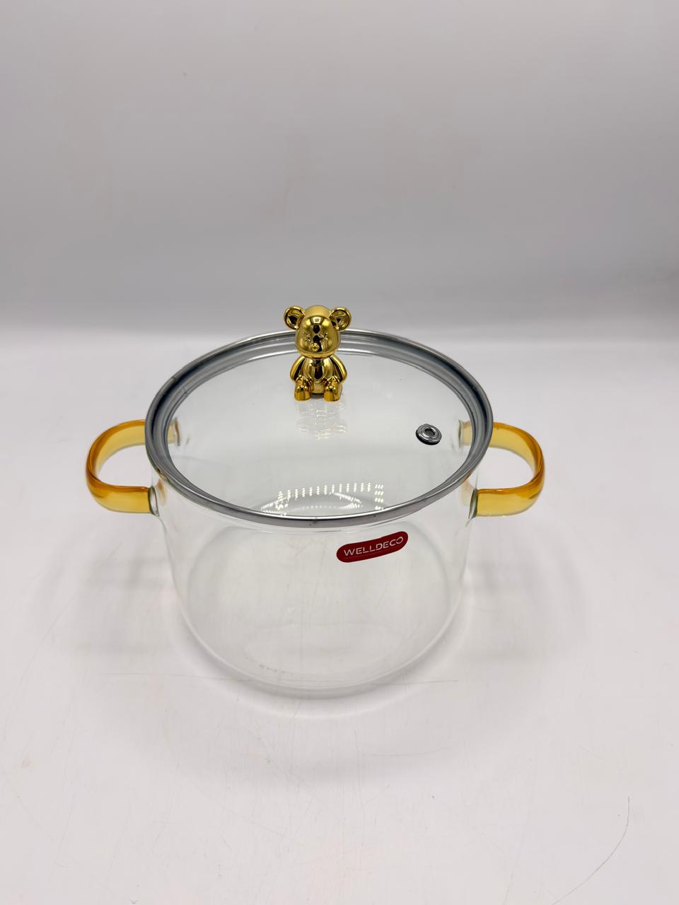 WELLDECO Golden Bear Glass Stockpot