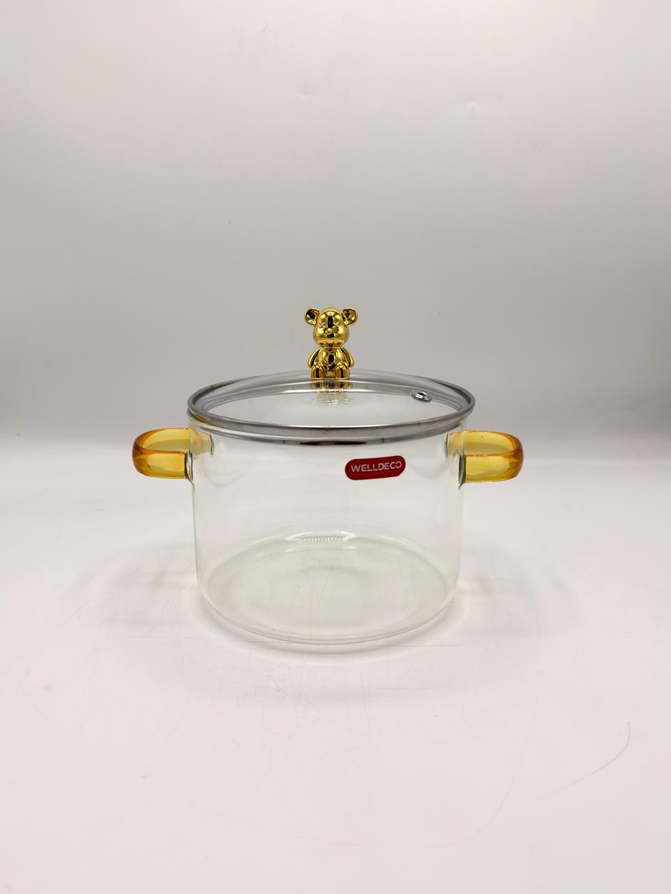 WELLDECO Golden Bear Glass Stockpot