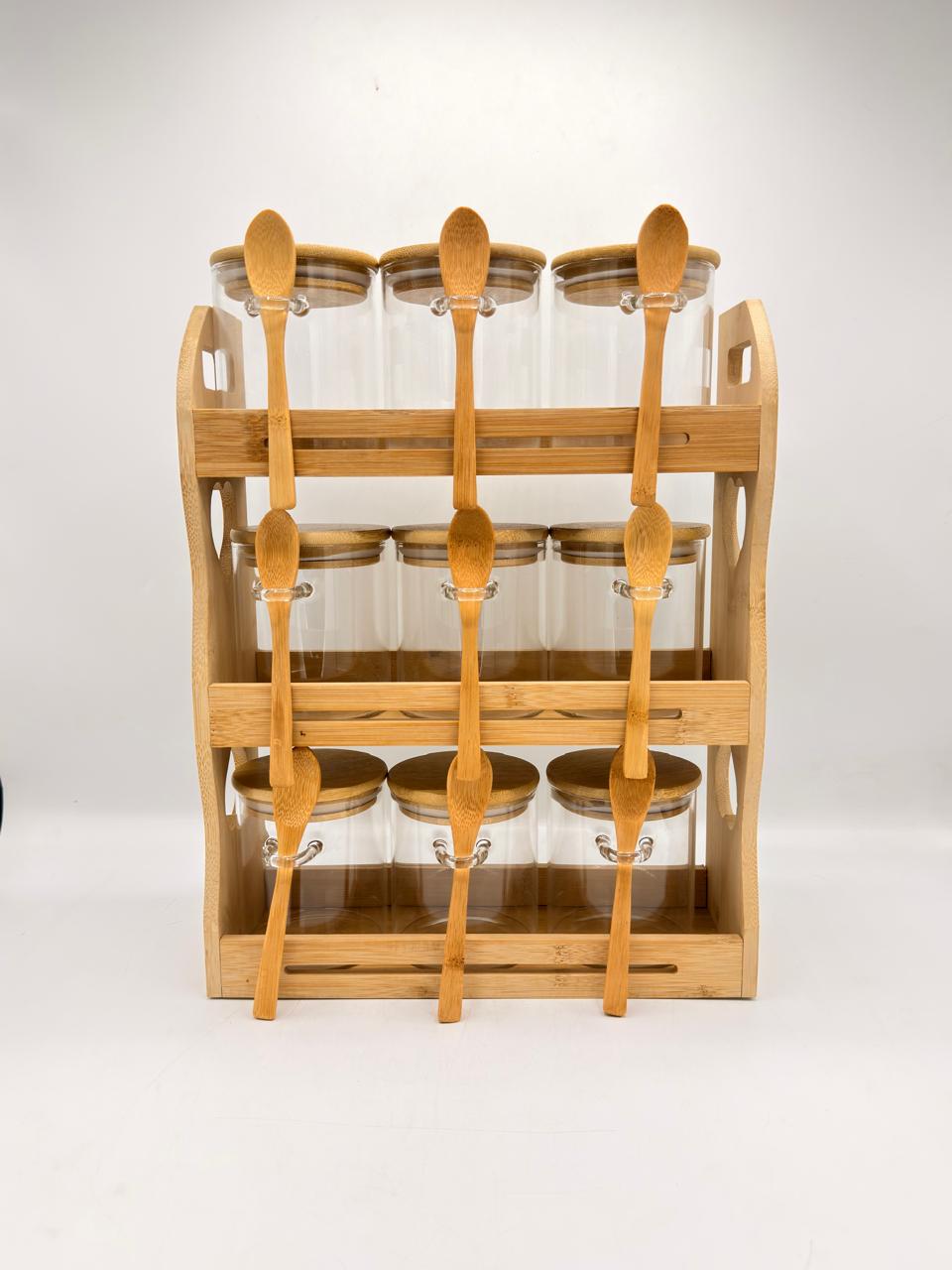 Jar Bamboo Storage Rack with Spoons