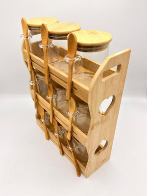 Jar Bamboo Storage Rack with Spoons