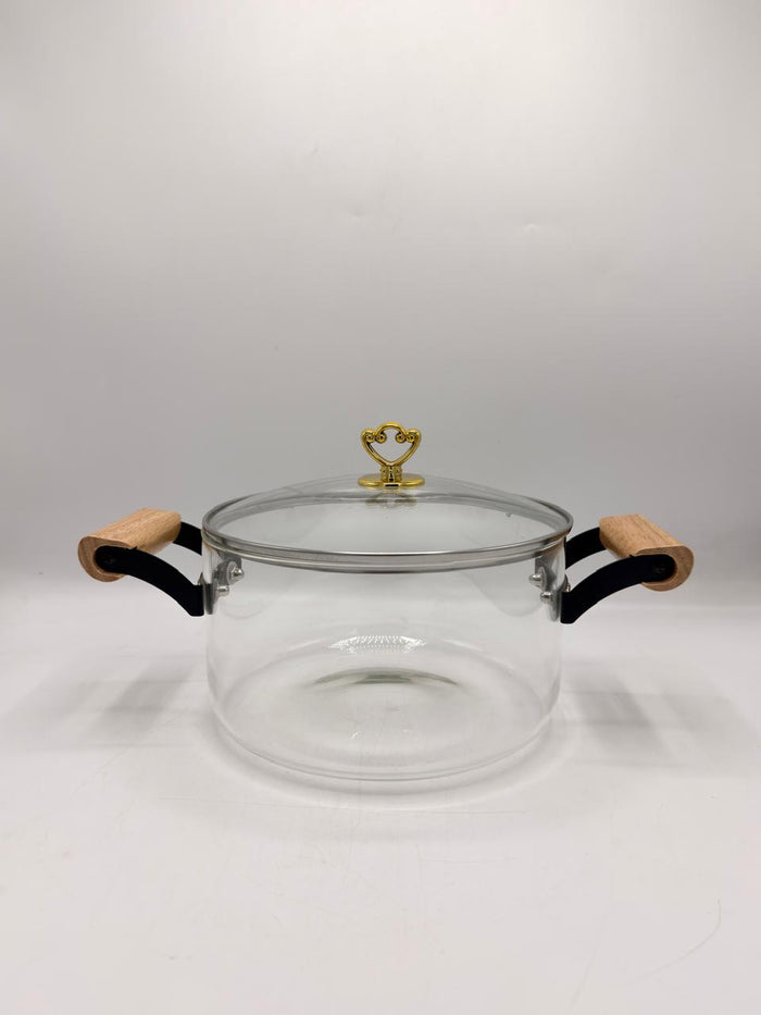 Heritage Glass Casserole with Wooden Handles