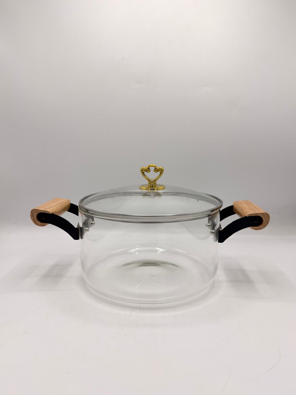 Heritage Glass Casserole with Wooden Handles