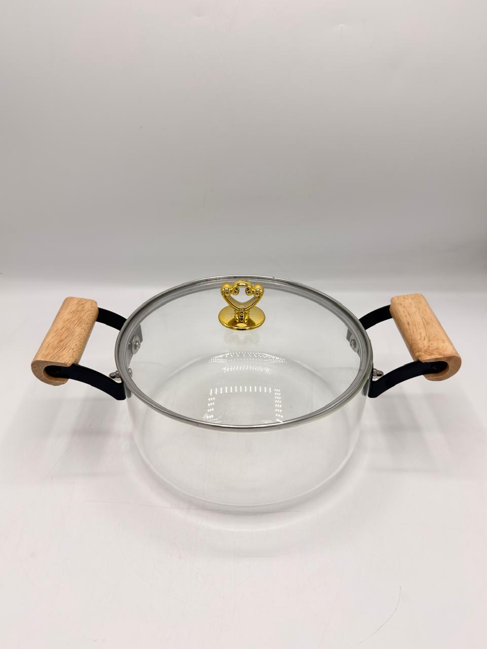 Heritage Glass Casserole with Wooden Handles