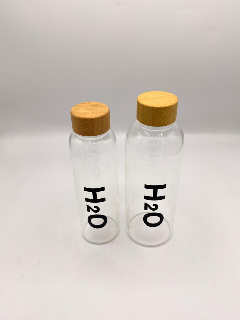H2O Bamboo Cap Glass Bottle
