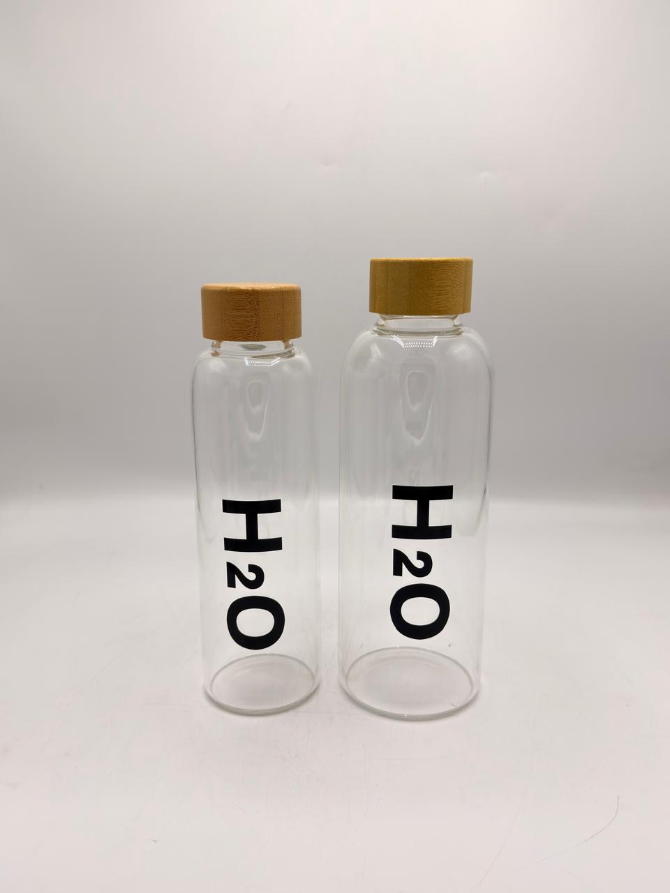 H2O Bamboo Cap Glass Bottle
