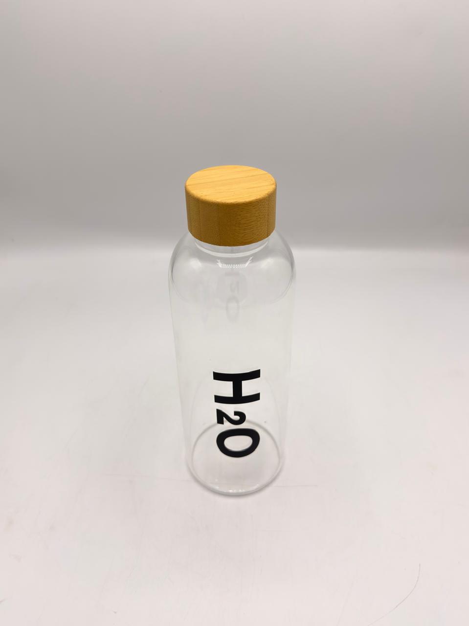 H2O Bamboo Cap Glass Bottle