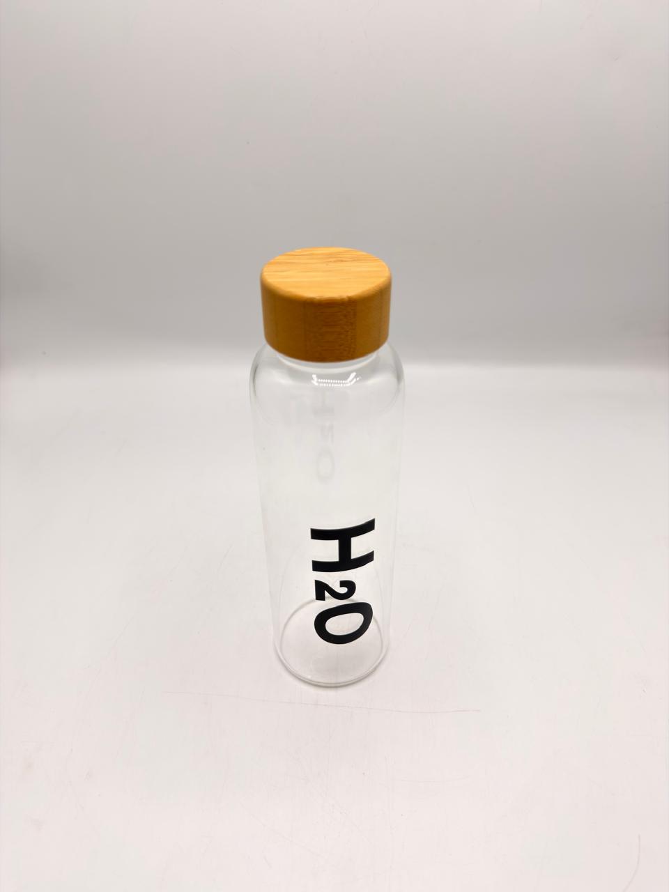 H2O Bamboo Cap Glass Bottle