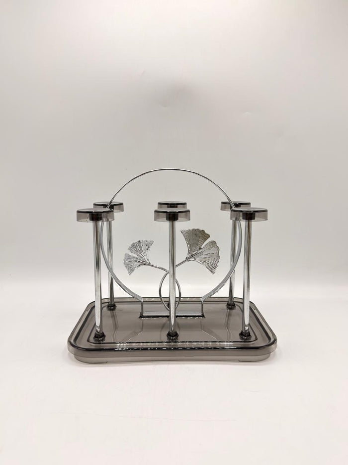 Chrome Ginkgo Glass Drying Rack 24-29