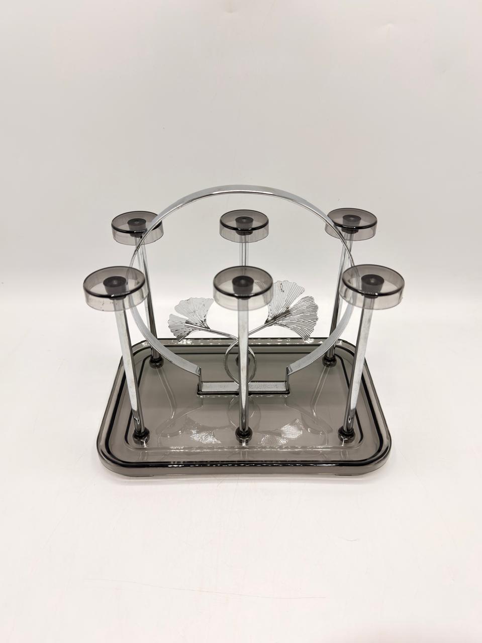 Chrome Ginkgo Glass Drying Rack 24-29