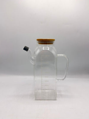Clear Glass Oil Dispenser with Bamboo Lid