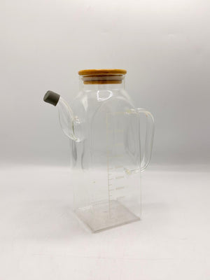 Clear Glass Oil Dispenser with Bamboo Lid