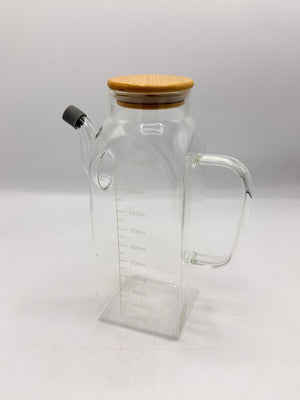 Clear Glass Oil Dispenser with Bamboo Lid