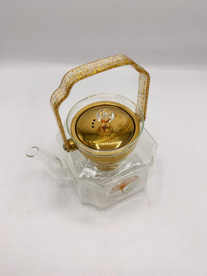 Glass Teapot with Gold Infuser & Ginkgo Print