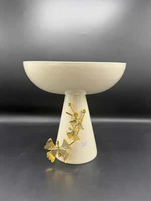 Golden Ginkgo Pedestal Bowl