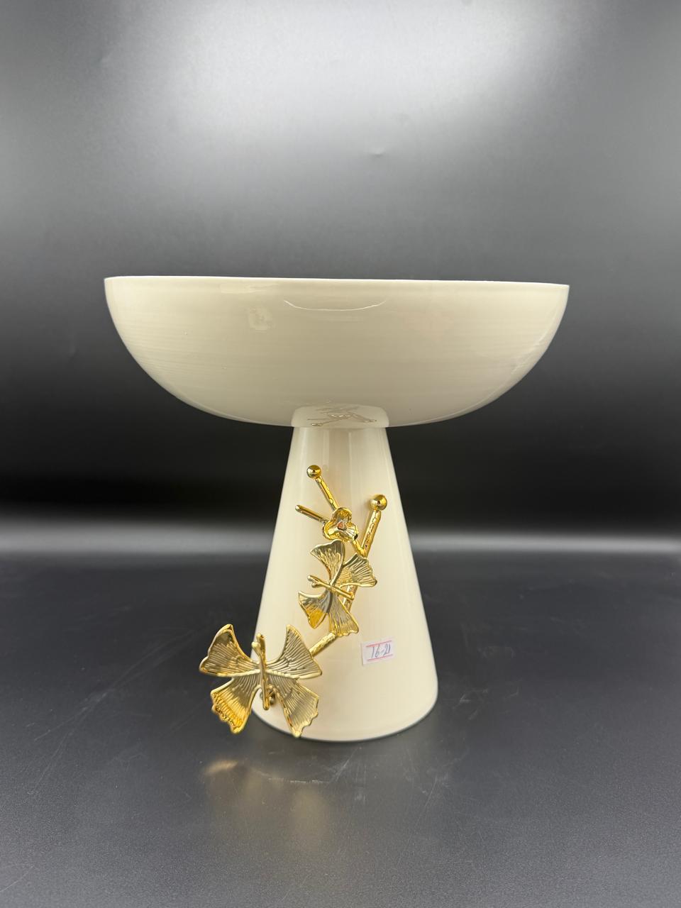 Golden Ginkgo Pedestal Bowl
