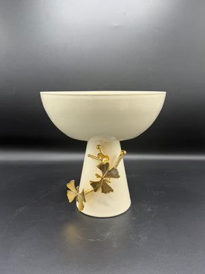 Golden Ginkgo Pedestal Bowl