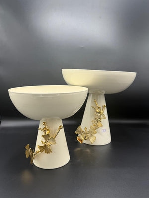 Golden Ginkgo Pedestal Bowl