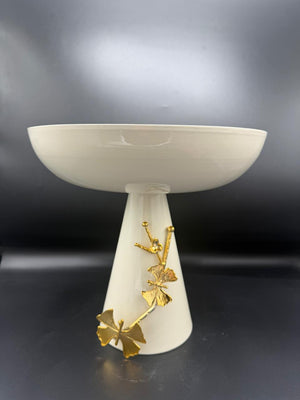 Golden Ginkgo Pedestal Bowl