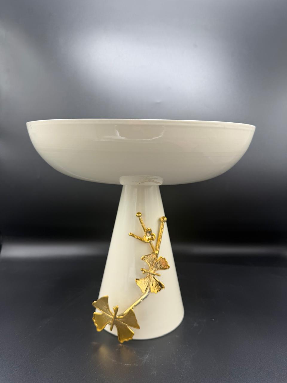 Golden Ginkgo Pedestal Bowl