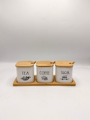 Tea Coffee Sugar Ceramic Canister Set