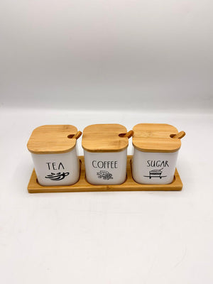 Tea Coffee Sugar Ceramic Canister Set