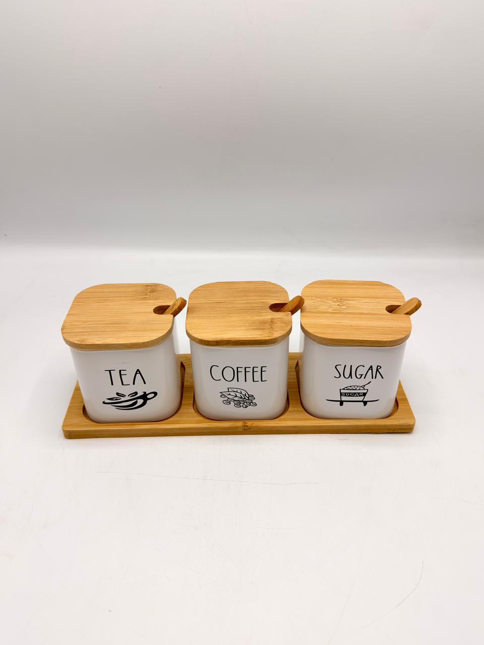 Tea Coffee Sugar Ceramic Canister Set