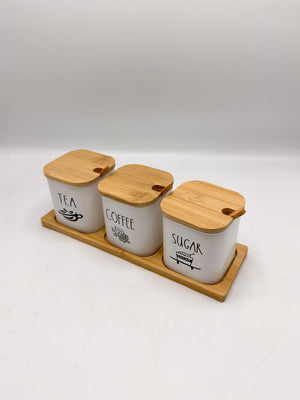 Tea Coffee Sugar Ceramic Canister Set