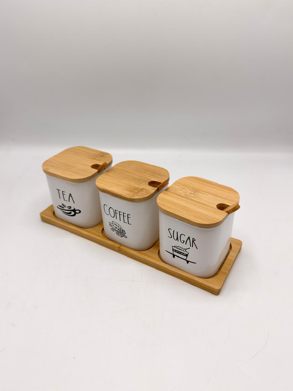 Tea Coffee Sugar Ceramic Canister Set
