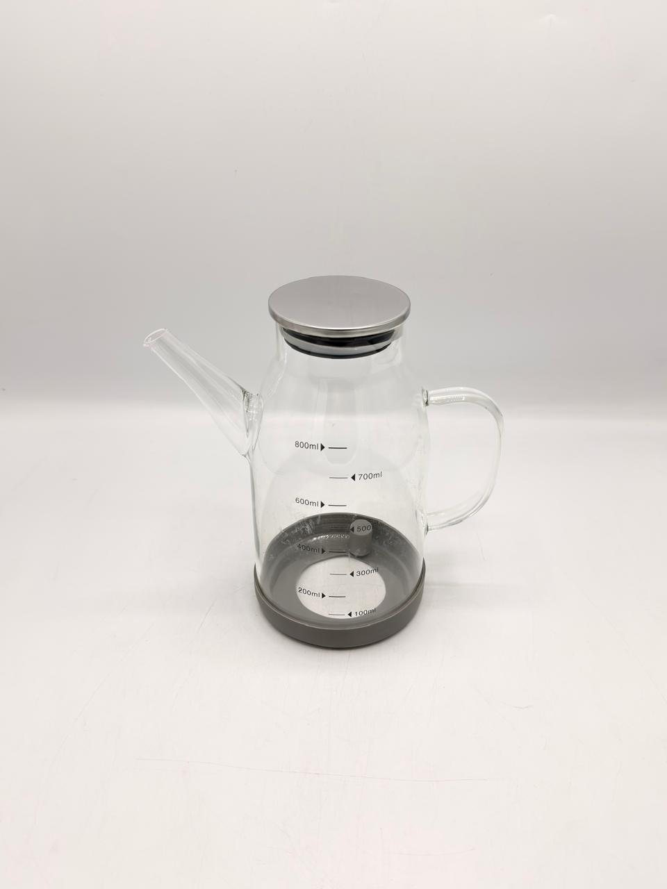 Chrome-Lid Glass Pitcher with Measuring Marks