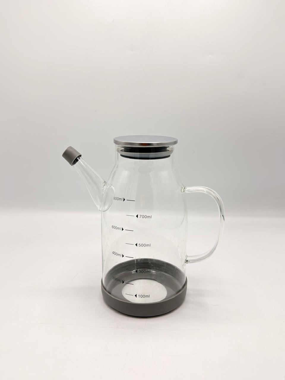 Chrome-Lid Glass Pitcher with Measuring Marks
