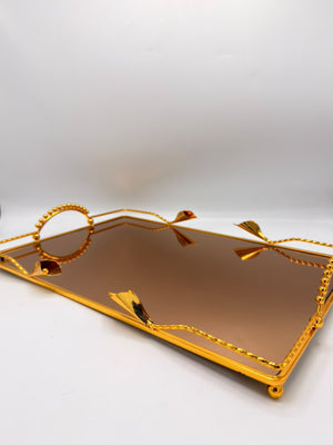 Gold Mirror Vanity Tray Set, 2 Pcs