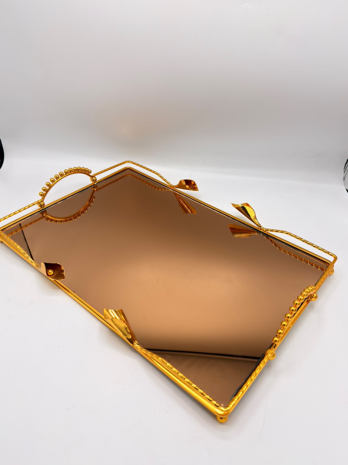 Gold Mirror Vanity Tray Set, 2 Pcs