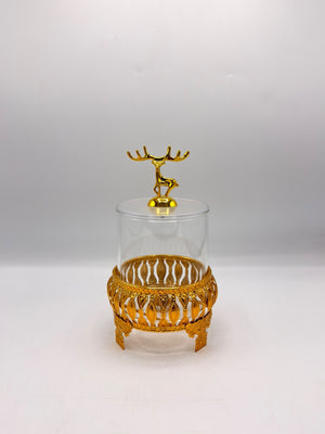 Gold Deer Finial Glass Jar