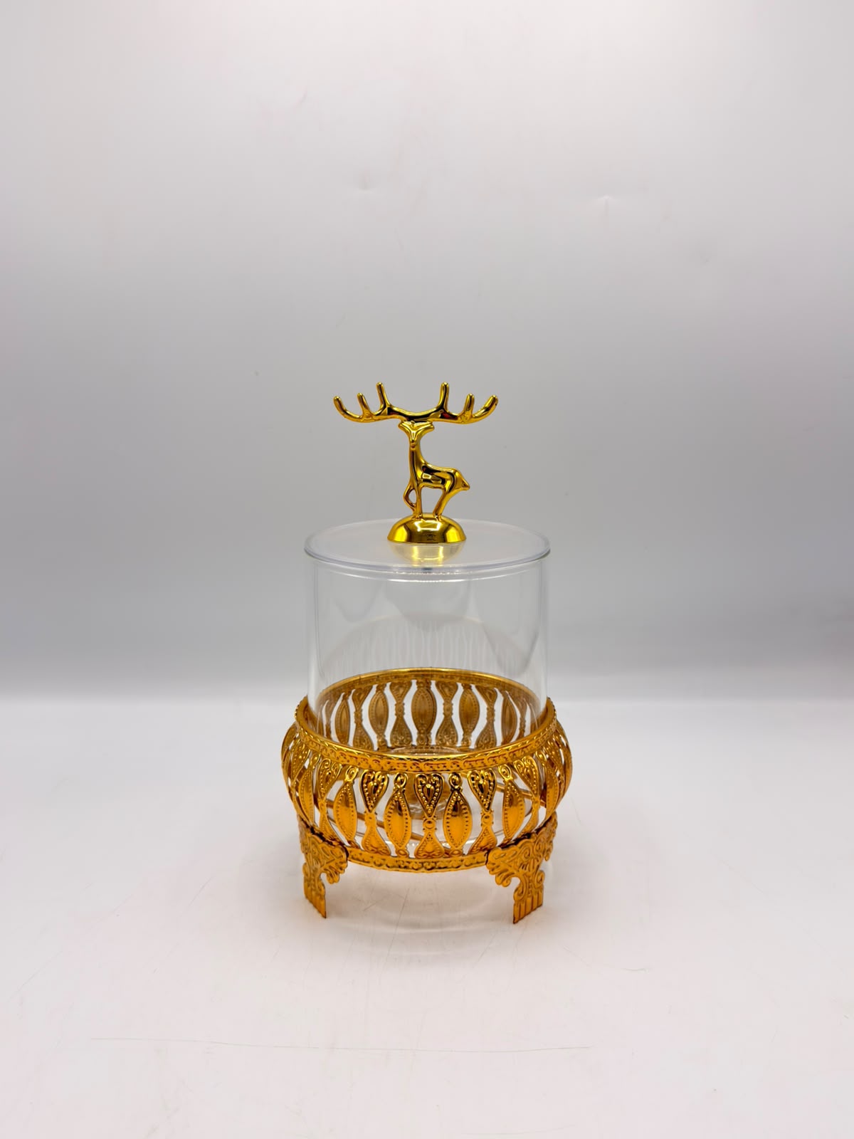 Gold Deer Finial Glass Jar