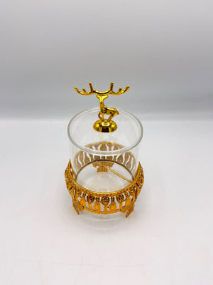 Gold Deer Finial Glass Jar