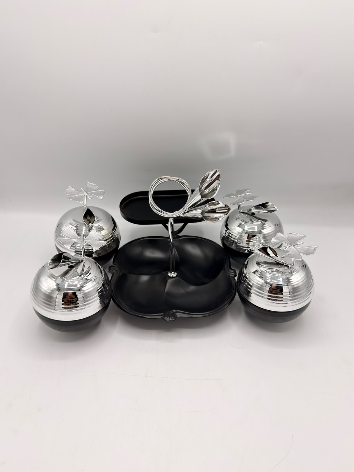 Gold Ginkgo Snack Bowl Server Set