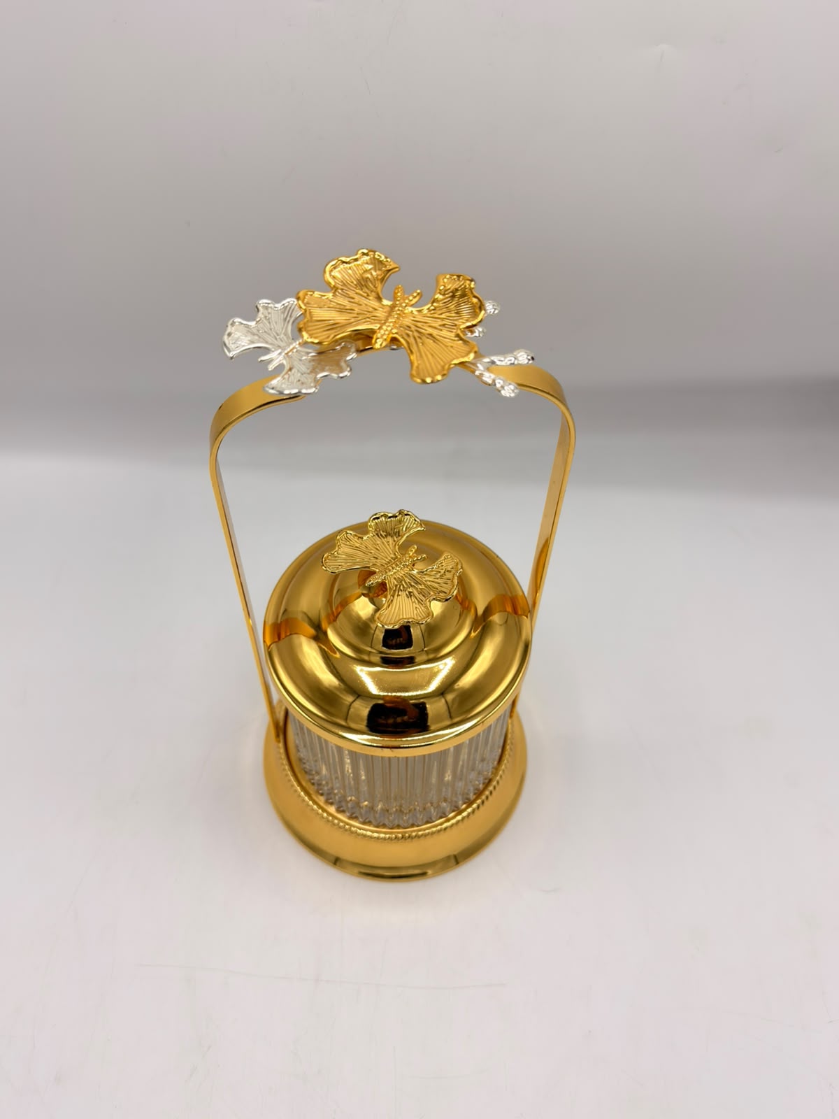 Ginkgo Butterfly Gold Handle Jar