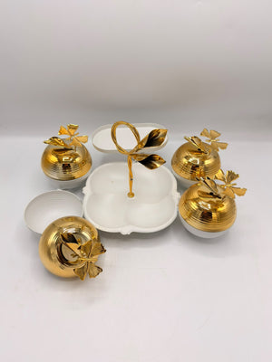 Gold Ginkgo Snack Bowl Server Set