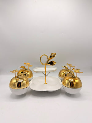 Gold Ginkgo Snack Bowl Server Set